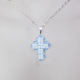 Small Cross - Pervenche-Silver Chain - 1